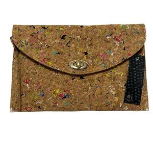 Street Level Cork Clutch with Colorful Accents